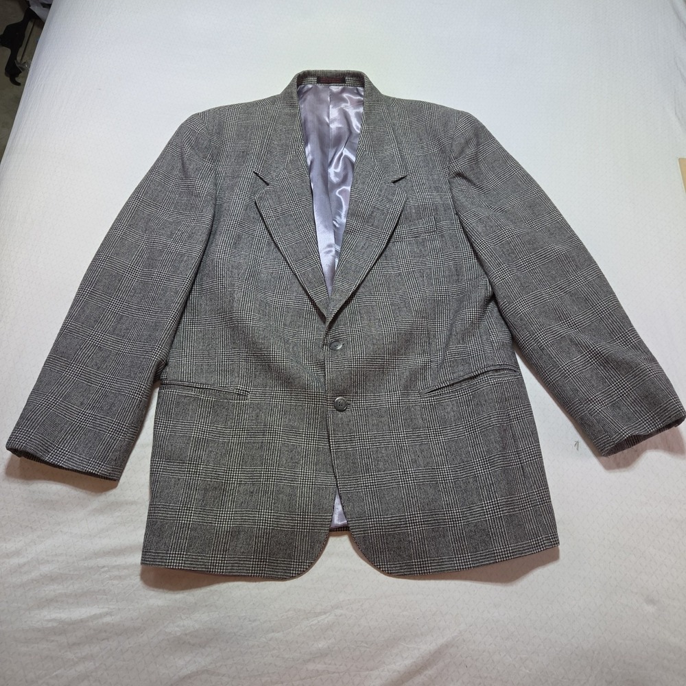 Vtg Men's Ottimo Blazer Jacket Size 43R Gray Glen Plaid Wool Sport Coat Classic